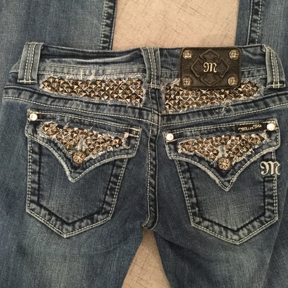 Miss Me Denim - Buckle Miss Me Boot Cut Denim Jeans Metalic Bling